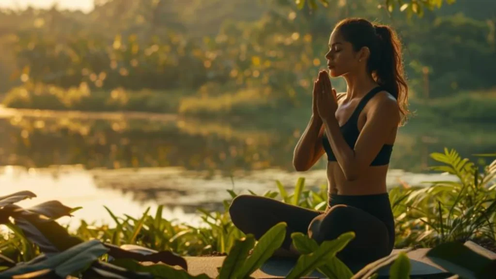 femme pratiquant le yoga en pleine nature