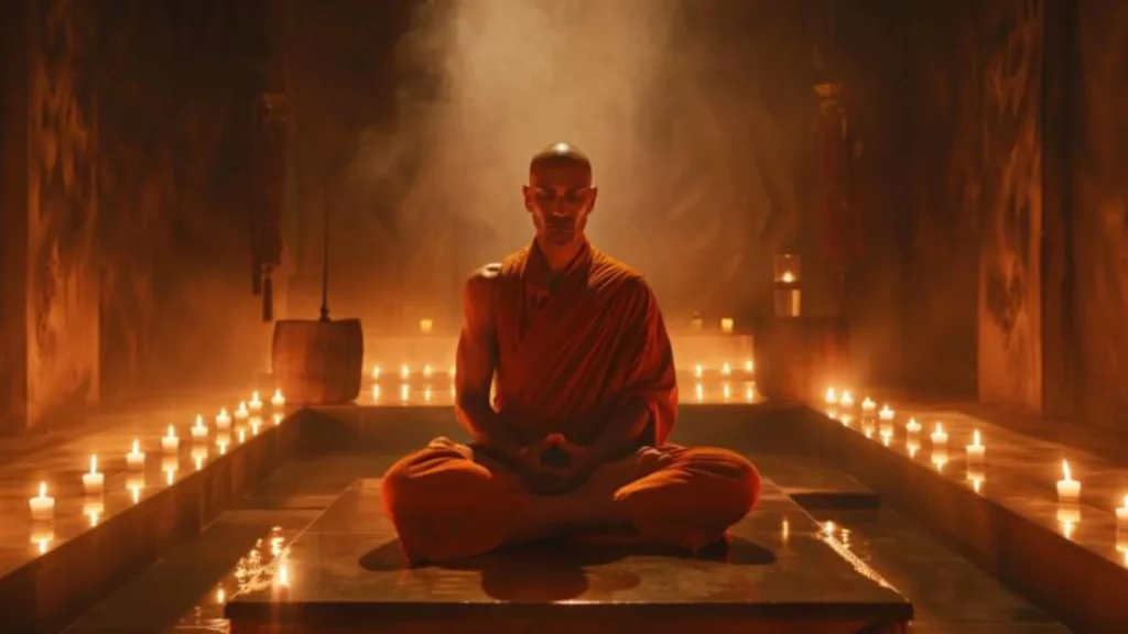 homme pratiquant la méditation en posture de lotus