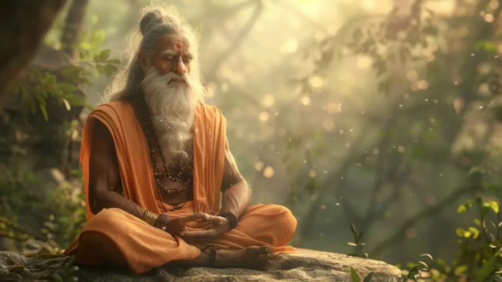 patanjali auteur des yoga sutras assis en posture de méditation